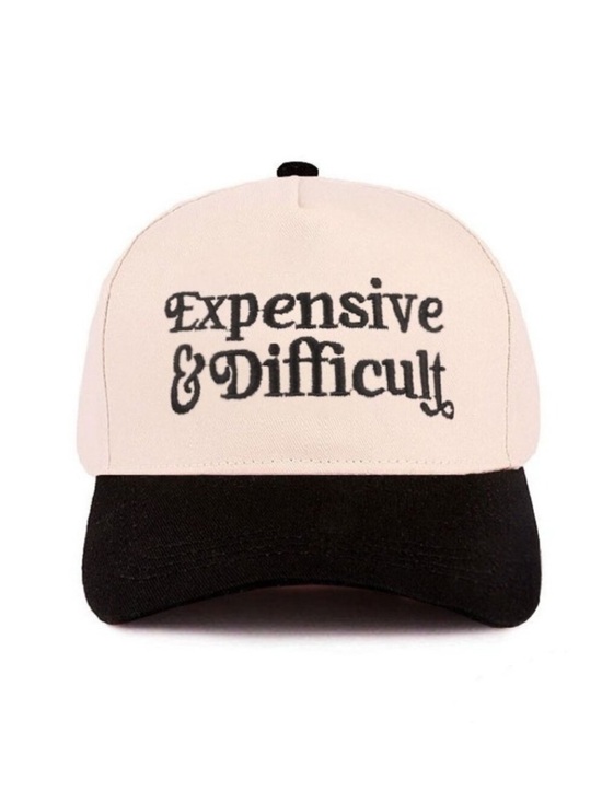 Accessories - Expensive & Difficult Embroidered Trucker Hat - White & Black